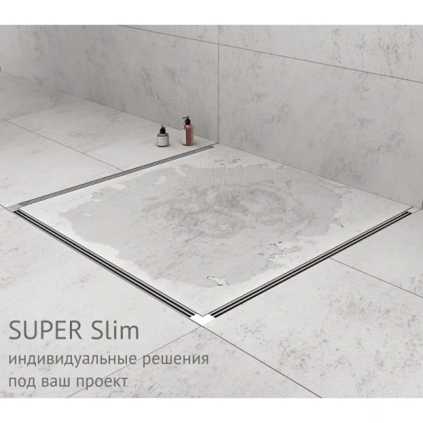 душевой лоток berges super slim 500 091078 с решеткой хром глянец