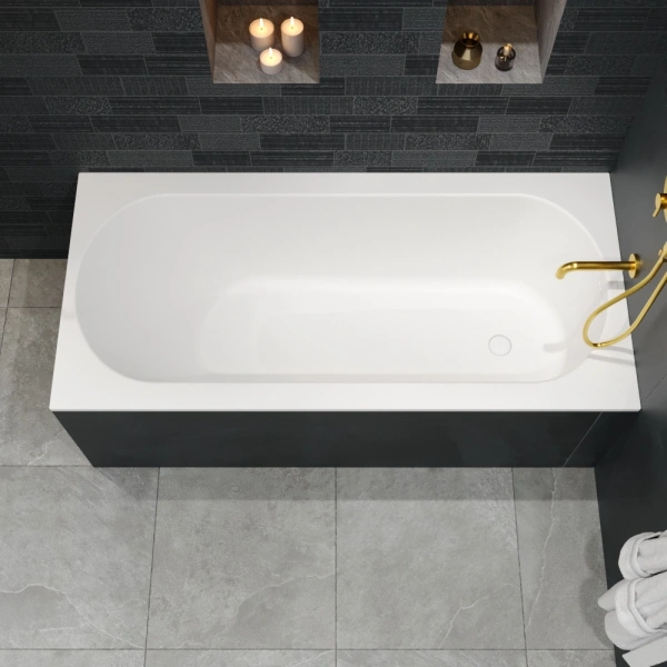 ванна whitecross gin 0217.170080.200 встраиваемая, с регулируемыми ножками и сифоном, композит, 170x80 см, белая матовая