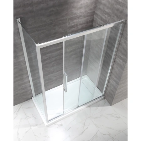 душевой уголок cezares lux soft 120x90 lux-soft-w-ah-1-120/90-c-cr-iv профиль хром стекло прозрачное