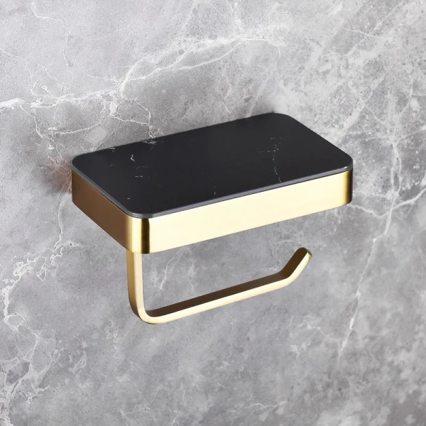 Держатель туалетной бумаги Abber Westen AA1730G полкой для телефона, матовое золото