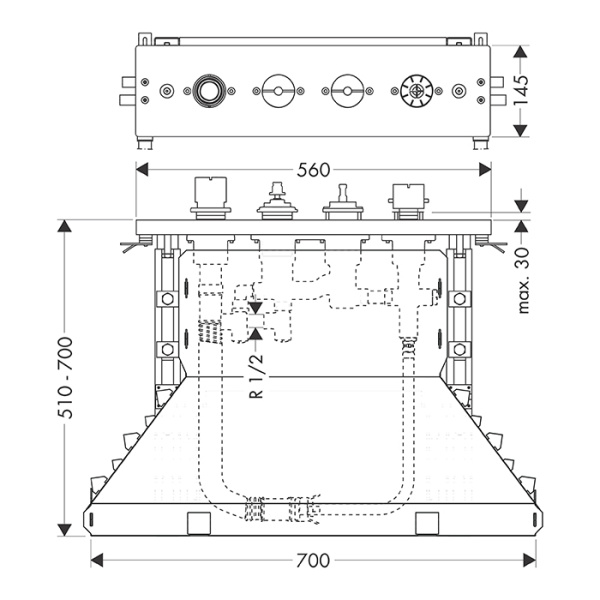 внутренняя часть axor 15483180 смесителя для ванны на 4 отверстия