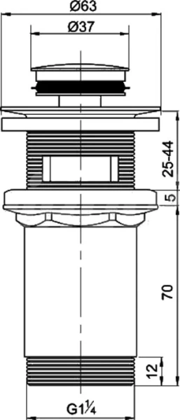 донный клапан wirquin клик-клак интерьер 30723417 для раковины, с переливом, хром