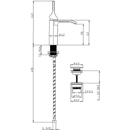 смеситель для раковины bossini apice e89603.045 белый матовый