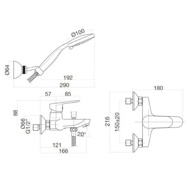 смеситель для ванны webert sax evolution se850101560 черный матовый