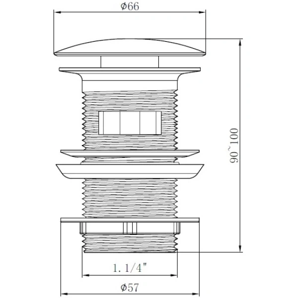 донный клапан для раковины cezares czr-sat-gm с переливом, оружейная сталь