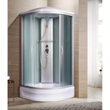 Душевая кабина River Nara 100x100x26 МТ 10000001355 профиль Матовый хром задняя стенка Белая