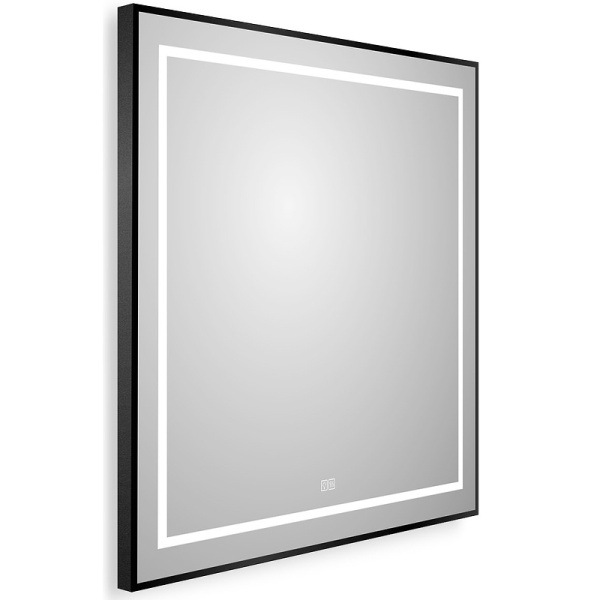 зеркало belbagno kraft 70 spc-kraft-700-800-led-tch-warm-nero с подсветкой черное с сенсорным выключателем и подогревом