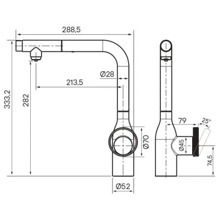 смеситель для кухни с подключением к фильтру paulmark urban ur213104-cr, цвет хром