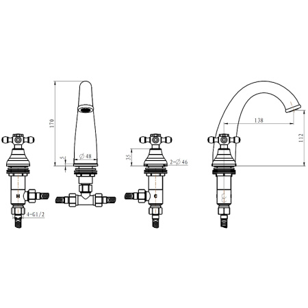 смеситель для раковины boheme medici presente 317-sw бронза
