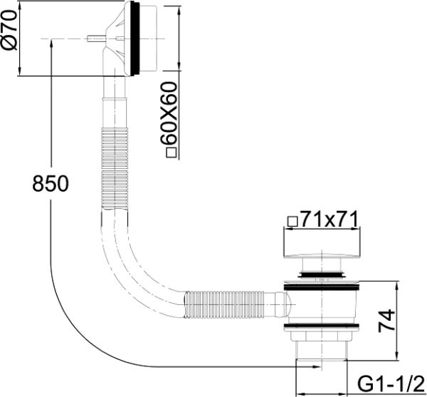 слив-перелив для ванны allen brau infinity square 5.21028-00 хром
