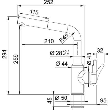 смеситель для кухни franke urban 115.0627.523