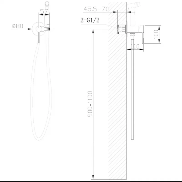 смеситель abber wasser kreis af8125sp с гигиеническим душем, сатин