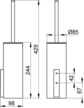 ёршик для унитаза keuco edition 400 11564 059000, с хрустальной матовой колбой, никель шлифованный