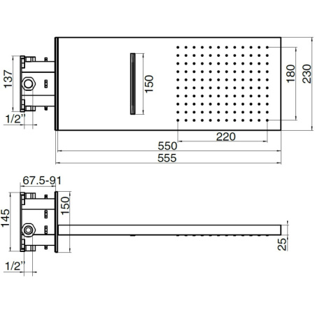 верхний душ 230х555 мм migliore corner z 26098