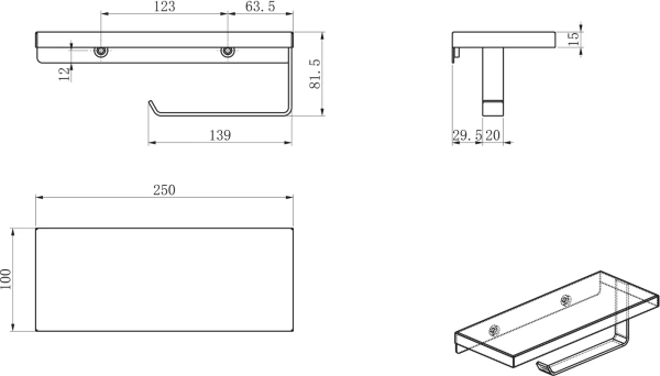 Держатель туалетной бумаги Wonzon & Woghand WW-V2801-MB черный матовый