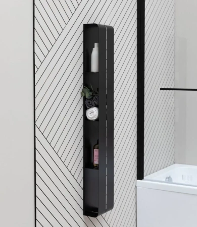 полка aquanet магнум 00302228 20x130 см, вертикальная черный матовый