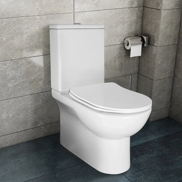 унитаз компакт azario ambra az-848 напольный, безободковый, с бачком и сиденьем микролифт, 64.5х37х81.5 см, белый