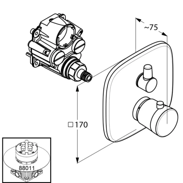 смеситель для душа kludi ambienta 538300575 с термостатом