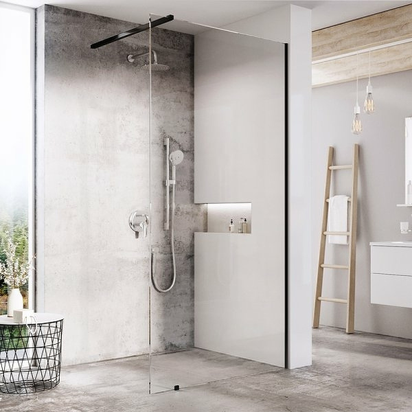 душевая перегородка ravak walk-in wall 140 gw9wm0300z1 профиль черный стекло transparent