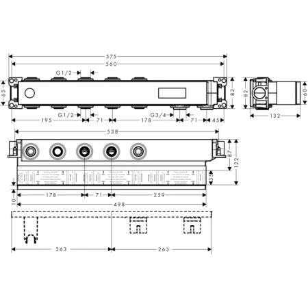 внутренняя часть hansgrohe rainselect 15311180 на 3 потребителя