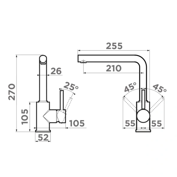 смеситель для кухни omoikiri nakagawa 4994319 нержавеющая сталь