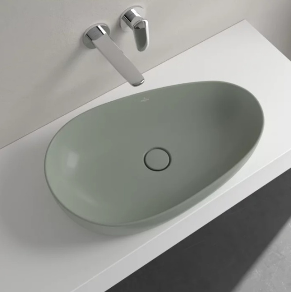 раковина villeroy & boch antao 4a7465r8 накладная, 65x40 см, morning green с ceramicplus
