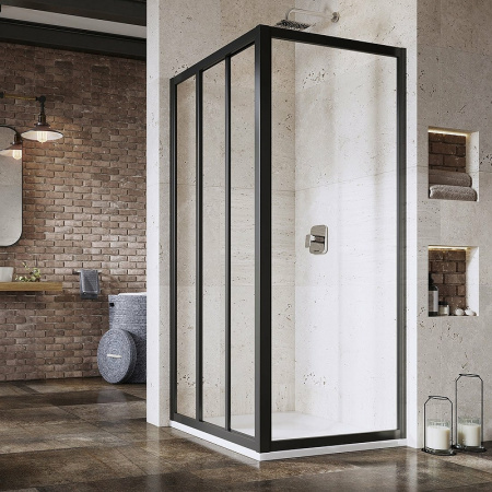 душевая стенка ravak supernova apss-90 940703r2z1 профиль черный стекло transparent