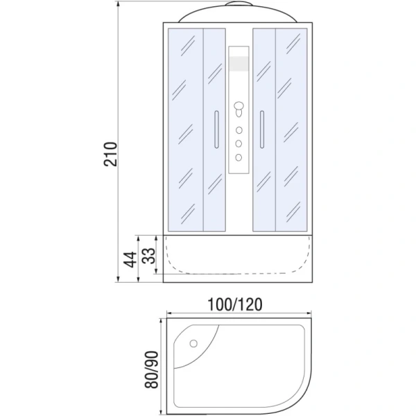 душевая кабина river desna 120x90x46 мт l 10000001761 профиль матовый хром задняя стенка белая
