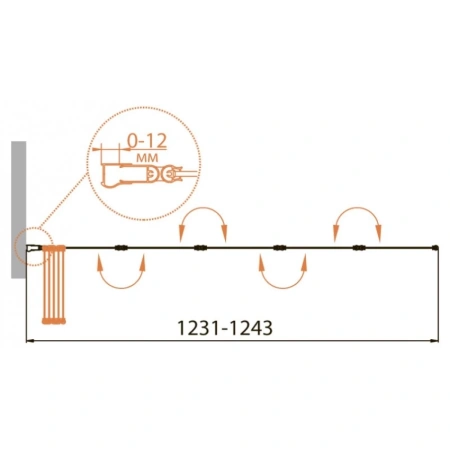 шторка на ванну cezares relax 120 l relax-v-5-120/140-p-bi-l профиль серый стекло рифленое