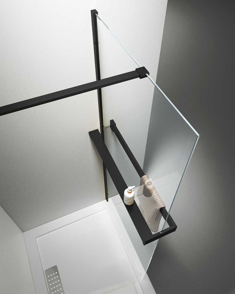 душевая перегородка vincea walk-in hr 100 vsw-4hr100clb профиль черный матовый, стекло прозрачное