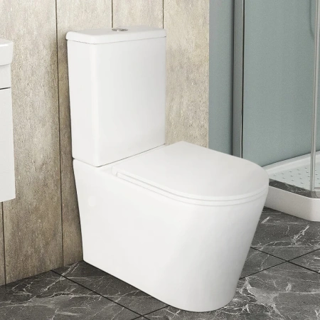 унитаз компакт azario conto az-t005br напольный, безободковый, слив "торнадо", с бачком и сиденьем микролифт, 63х36х82 см, белый