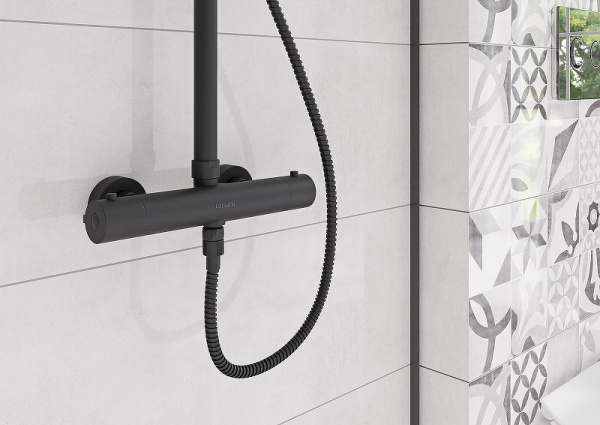 душевая система cersanit brasko black 63112 с термостатом, черный матовый