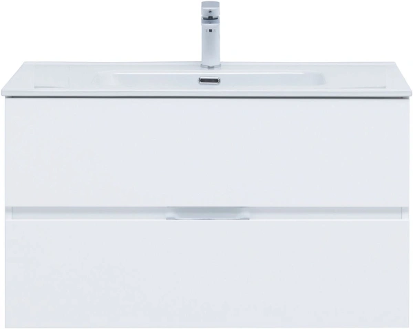 тумба под раковину aquanet алвита new 90 2 ящика, белая матовая, 00303920