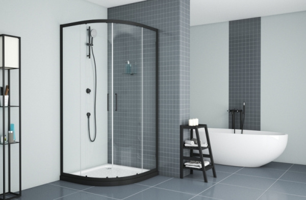 душевой уголок bravat black line 90×90 bs090.1201b профиль черный, стекло прозрачное