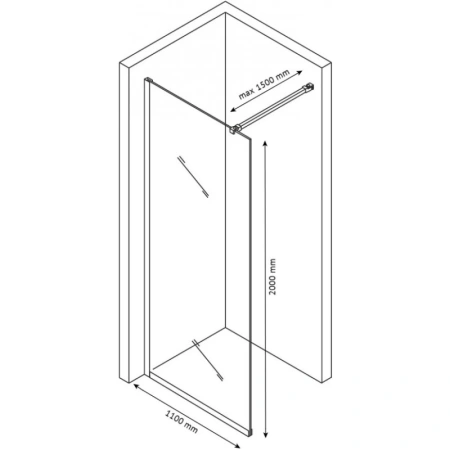 душевая перегородка berges sky black 110х200 064011 профиль черный матовый, стекло прозрачное