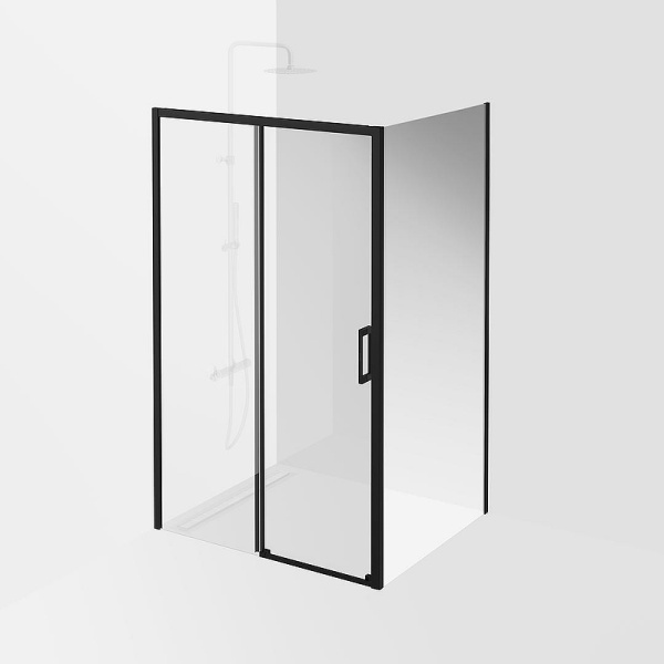 душевая дверь kerama marazzi vetro 120 ve.120.sd.blk.m профиль черный матовый, стекло прозрачное