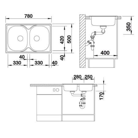 кухонная мойка blanco tipo 8 513459 compact сталь