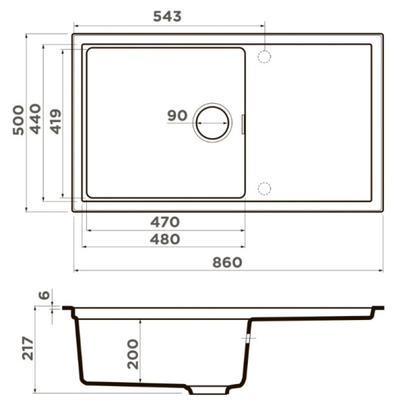 кухонная мойка artceramic omoikiri sintesi 86-cn canyon 4997132