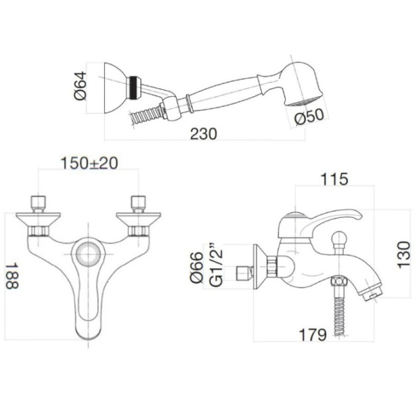 смеситель для ванны webert aurora au850101010(153) цвет золото