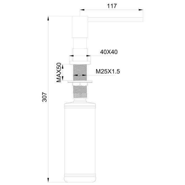 Дозатор для жидкого мыла Wonzon & Woghand WW-88SD01-MB встраиваемый, для кухни, черный матовый