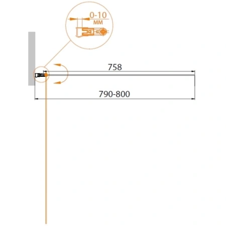 шторка на ванну cezares relax 80 relax-v-1-80/140-c-bi профиль серый стекло прозрачное