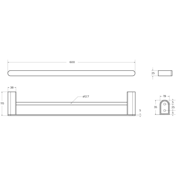 Полотенцедержатель Cezares Stylus STYLUS-THD-60-01 60 см, двойной, хром