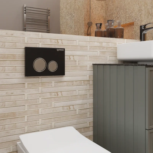 кнопка смыва charus bagliore fp.330.black.10 черное стекло