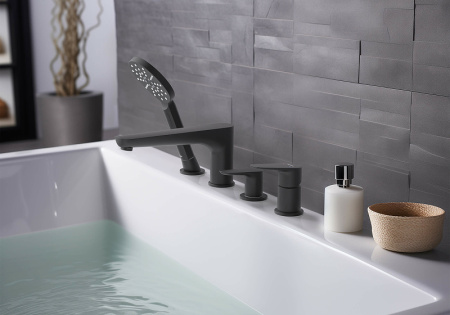 смеситель на борт ванны aquatek бетта aq1148mb черный матовый