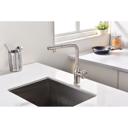 смеситель для кухни с подключением к фильтру paulmark urban ur213104-ni, цвет никель