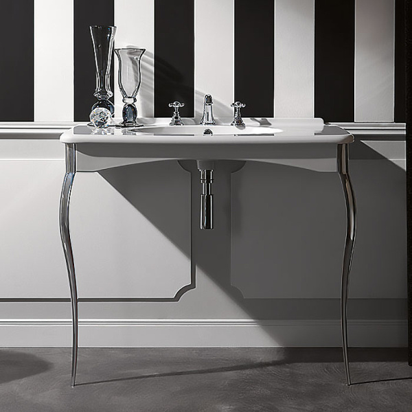 раковина-консоль kerasan retro 100 1049k0 bi*3 cr legs белая хром