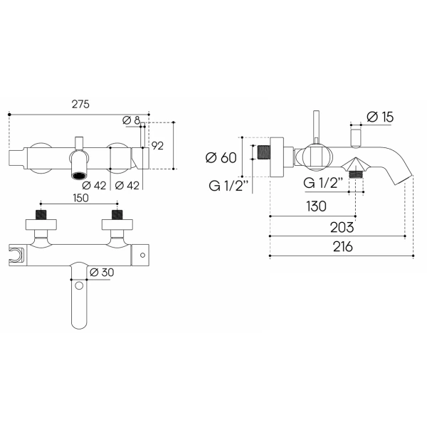 смеситель aqueduto cano can0650 для ванны, золотой матовый