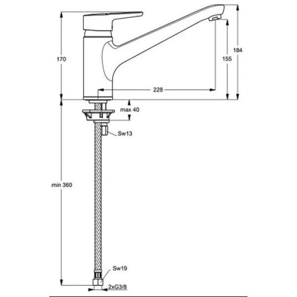 смеситель для кухни ideal standard connect blue b9931aa