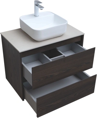 тумба под раковину aquanet nova lite 75 дуб черный, 2 ящика, 00287895