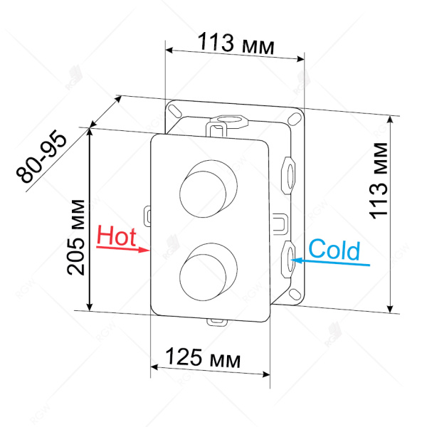 смеситель для душа rgw shower panels sp-42-03 21140542-31 с термостатом хром